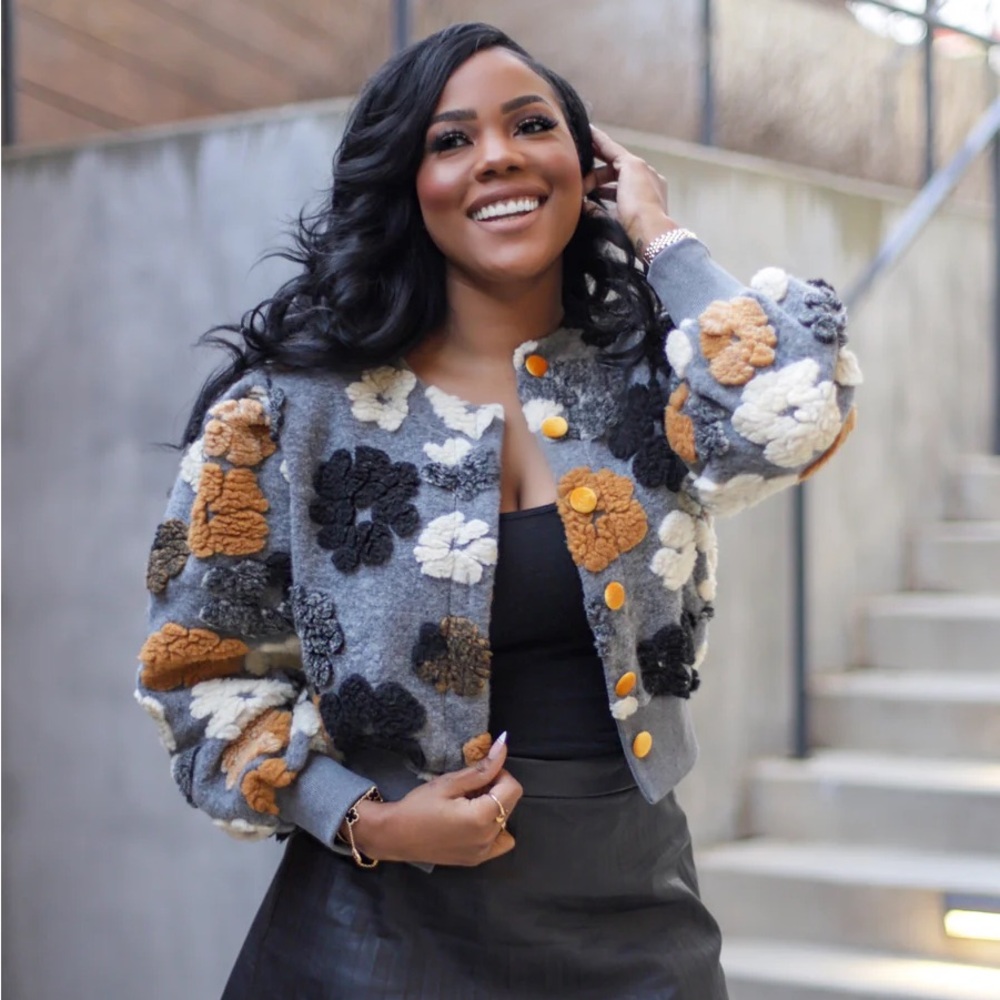 Beautiful 3D floral and unique cardigan jacket